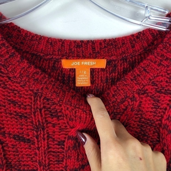 Joe Fresh Red and black Holiday cable knit sweater dress ombre - Picture 7 of 8
